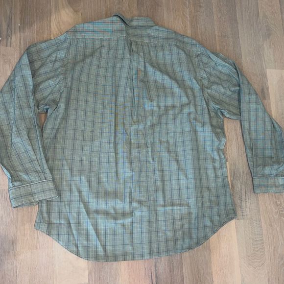 Polo Ralph Lauren, Men’s Button Down Dress Shirt, XL, Plaid, Sage/Navy, Classic - Picture 2 of 3